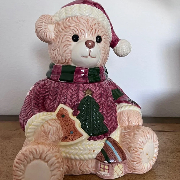 House of Lloyd Vintage Christmas Teddy Bear Festive Cookie Jar - Picture 2 of 9
